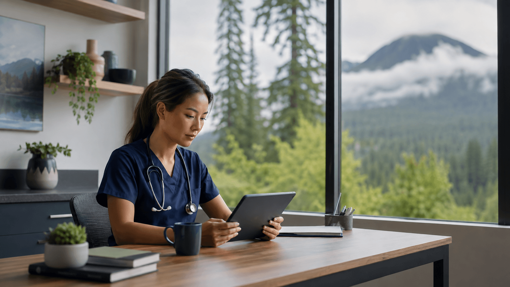 Healthcare professional reviewing Maine licensure requirements