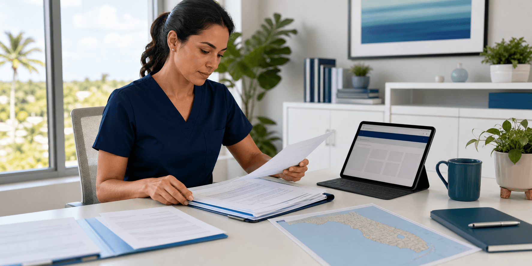 Healthcare professional researching Florida licensure requirements