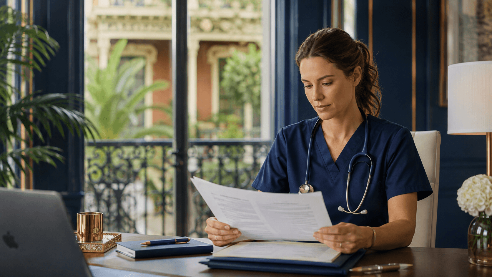 Healthcare professional reviewing Louisiana licensure requirements