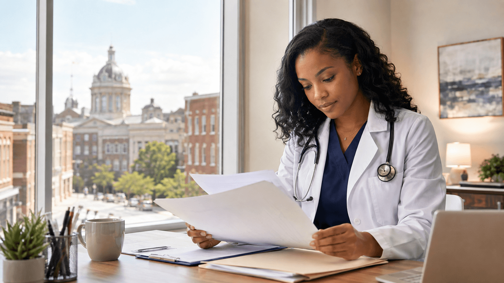 Healthcare professional reviewing Mississippi licensure requirements