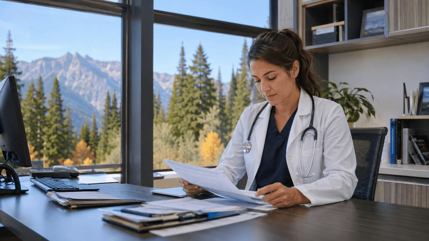 Healthcare professional reviewing Montana licensure requirements