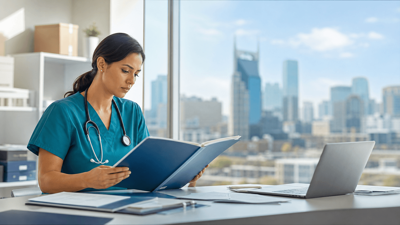 Healthcare professional reviewing Tennessee licensure requirements