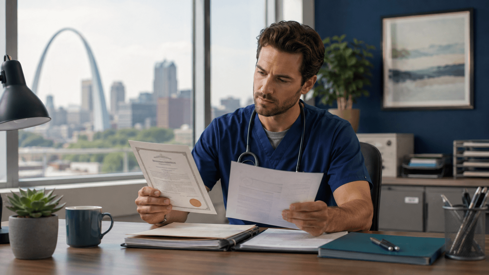 Healthcare professional reviewing West Virginia licensure requirements