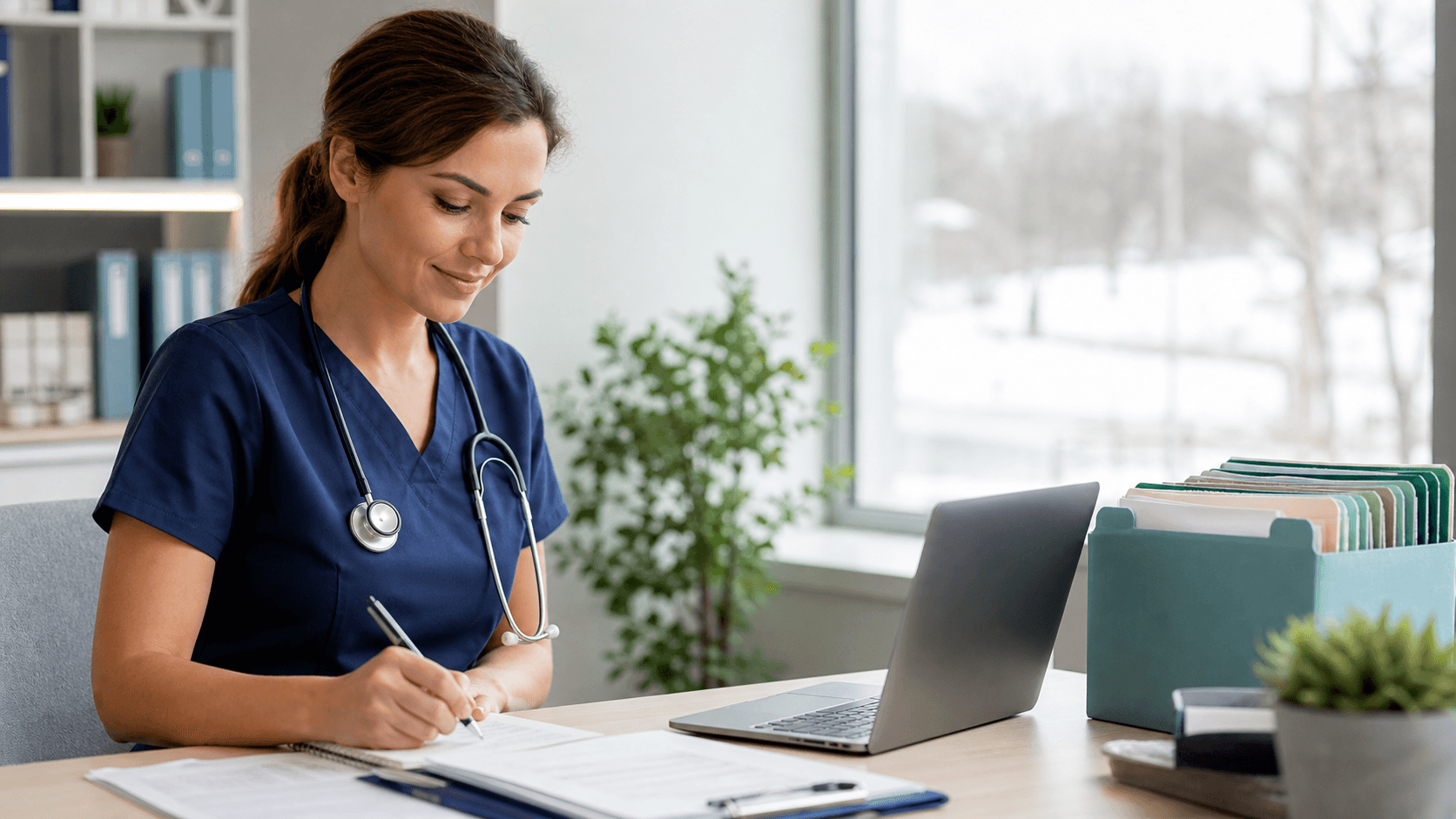 Healthcare professional reviewing Wisconsin licensure requirements